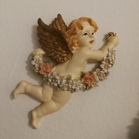 vintage Angels Cherubs Musical Chimes Ceramic Wall Clock - Picture 3 of 7